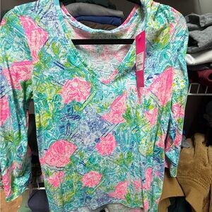 Lilly Pulitzer Vibrant Floral Long Sleeve Top